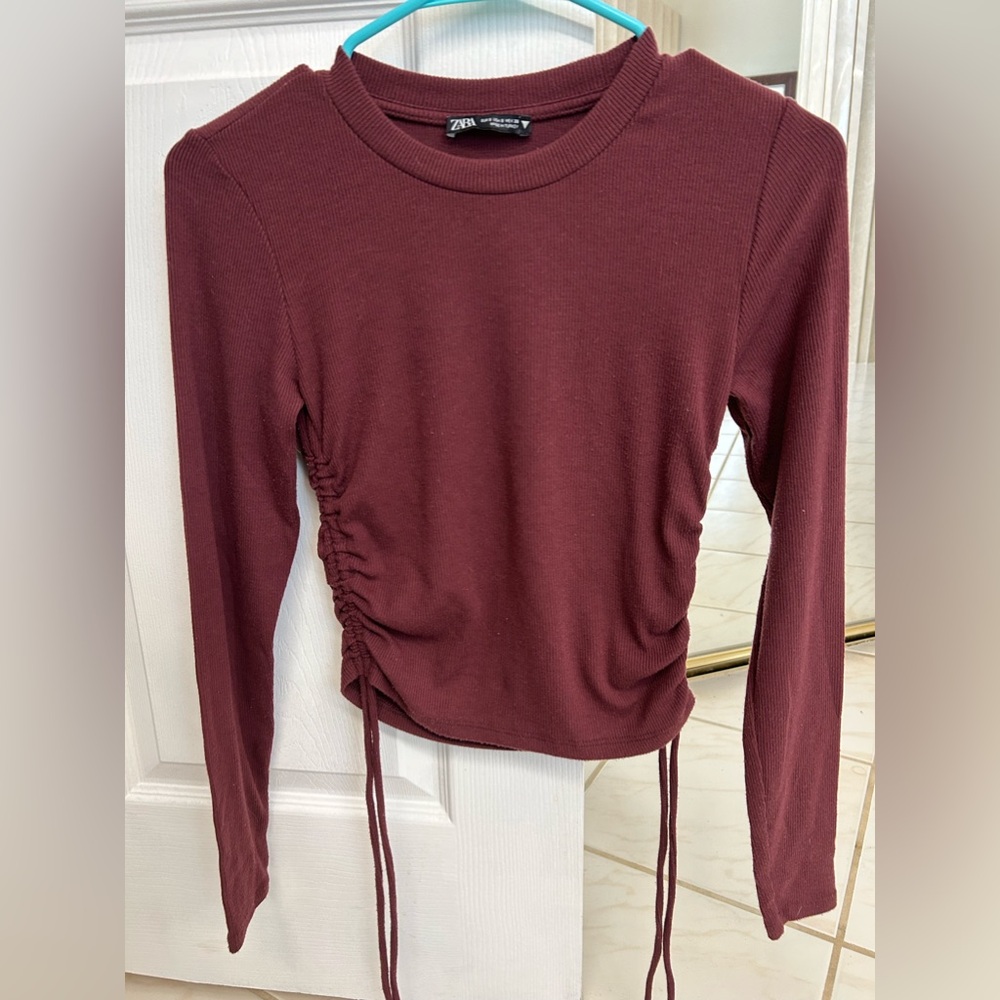Zara long sleep cinched sided T-shirt
